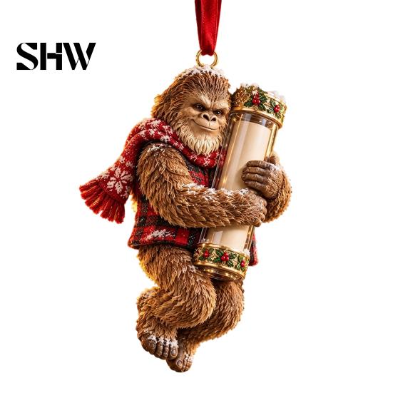 Festive Cash Holder for Holidays Big Foot Money Cash, 2D Acrylic Sasquatch Gift Fun Christmas Family Ornament, Clear Xmas Tree Hanging Decoration