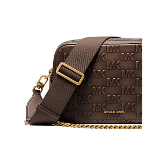 Michael Kors MK Bryant Embossed Logo Shoulder Strap Removable Embossed Logo Leather Crossbody Bag Medium Women Crossbody Bag 32F5AYTC6L-CHOCOLATE