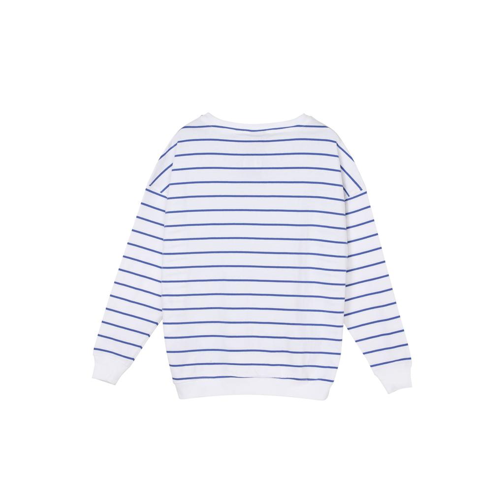 Nike Sportswear Loose Fit Striped Print Crew Neck Long Sleeve Drop Shoulder T-Shirt Women T-Shirts White DJ9305-140