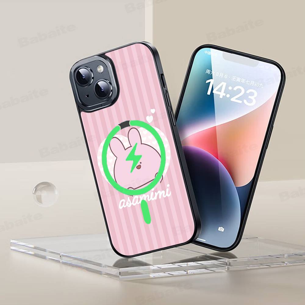 Asamimichaan Asleep Cute Asamimi Magnetic Matte Phone Case For iPhone 16 17 15 14 13 12 11 For Magsafe Wireless Charge Cover