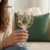 Dekoratives Glas für Zuhause Weihnachts-Stielglas, Schneemann/WeihnachtsmannKranz/Elch/WeihnachtsbaumHandbemalt, Elegantes Schneemann-Trinkglas Kreatives Stielglas