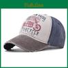 Unisex Katoenen Gewassen Baseballpet Ronde Top Gebogen Rand Outdoor Denim Hoed Vintage Motorfiets Print
