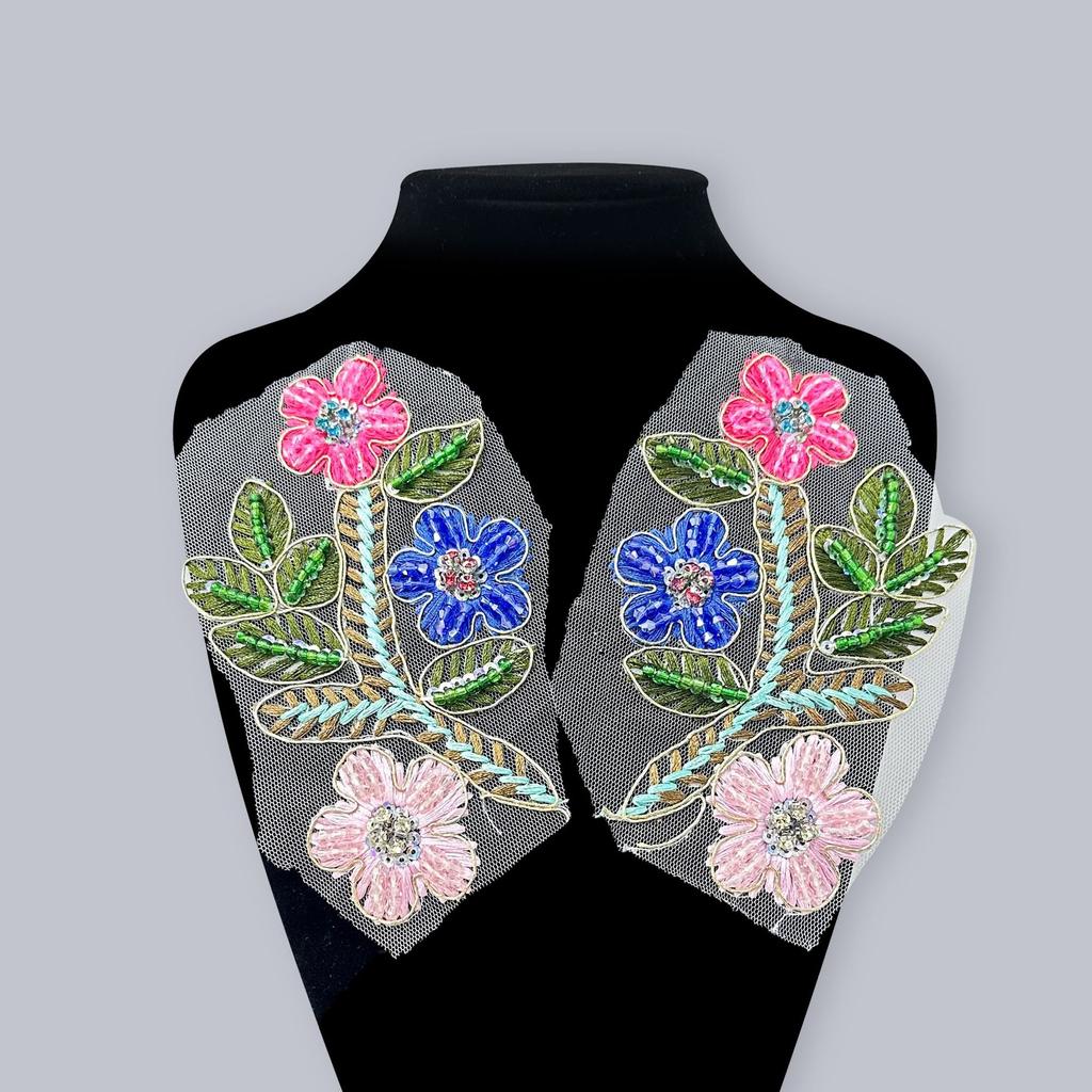 Handmade Crystal Bead Diamond Pair Flower Color Cloth Sticker Decorative Clothing Diy Accessories