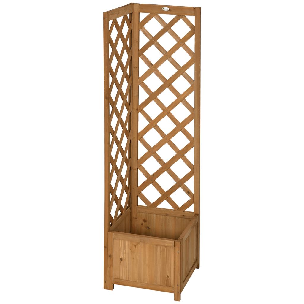 Wooden Trellis Planter For Climbing Plants Flowers Corner Decoration 40x40x145 Cm Natural
