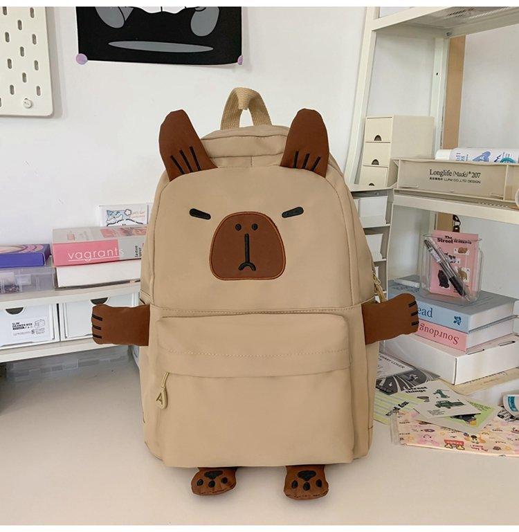 Schoolbag Kapibara school bag large capacity girl junior high school primary school students funny backpack capybara cute cartoon backpack