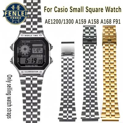 Řemínek k hodinkám AE-1200 Pro Casio AE1200 AE1300 A159 A158 A168 F91 Retro Malý čtvercový nerezový řemínek 18mm Pánský náramek