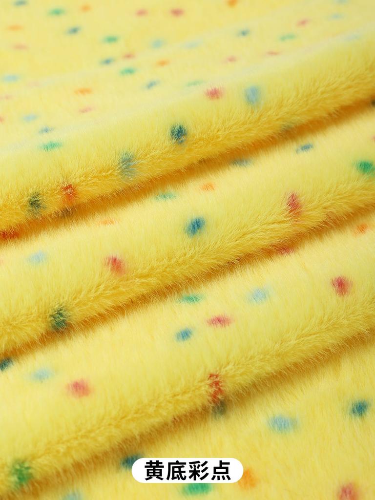 0.5/1/2 Yards Faux Fur Dot Printed Fabric for Sewing Cotton Dolls Warm Hats Plush Toys Decorative Cloth Handmade DIY Fabrics