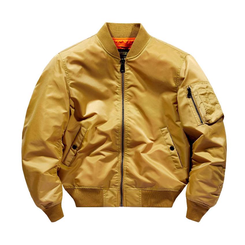 Herren Übergangs-MA-1 Bomberjacke: Einfarbige Motorrad-Oberbekleidung, Übergröße Baseballkragen Fliegeranzug