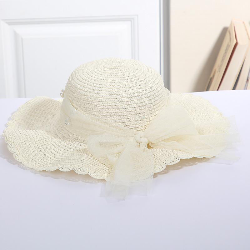 Spring And Summer Women's Hat Sunscreen Beach Fisherman's Straw Hat, Large Brim, Bamboo Hat, Bowtie, Fashion Outdoor H31