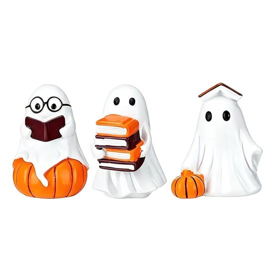 Indoor Halloween Table Centerpiece Ghost Figurine, Resin Spooky Cute Statue, Funny Creepy Ornament Tabletop for Home Shelf Party Haunted