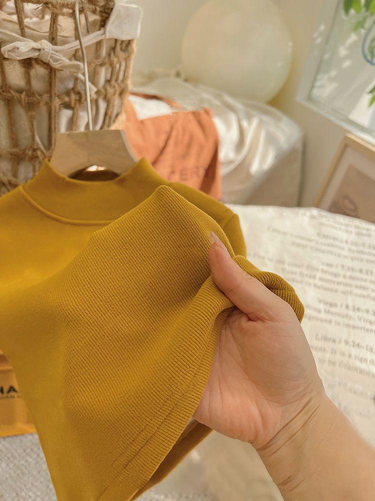 Children's Unisex Fleece-Lined Sweatshirt - Autumn/Winter Korean Style Trendy Base Layer Top