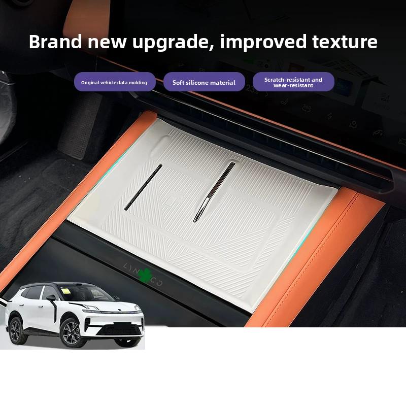 Pro Lynk & Co 08 EM-P 2026 Bezdrátová nabíječka na středové konzole Silikonová podložka Prachotěsná a protiskluzová základna Autopříslušenství