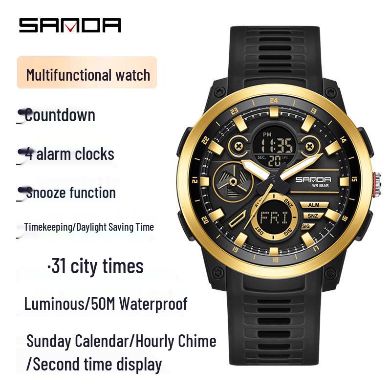 Sanda Unisex Digital Sports Watch with 4 Alarms, Outdoor Stopwatch, and Running Timer
