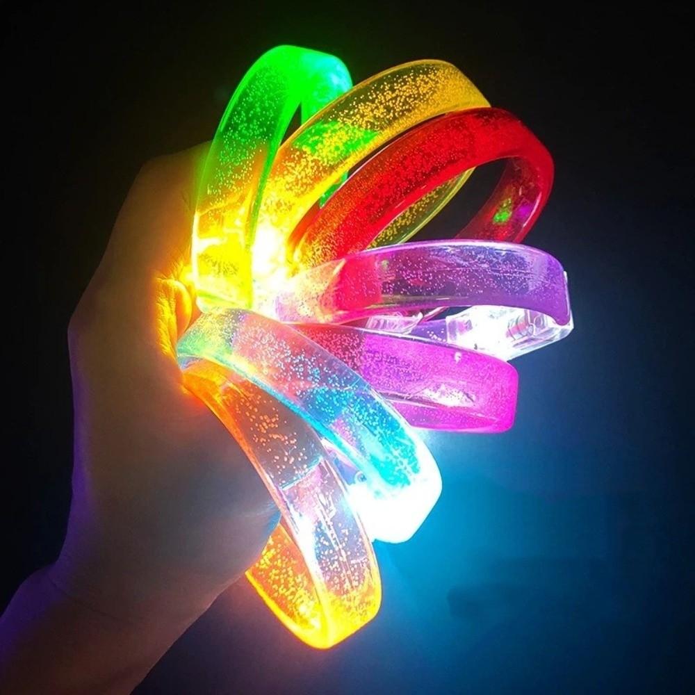10 Pieces Glow In The Dark LED Glow Bracelets High Transparency Neon Light Luminous Wristbands Persistent Glow Plastic