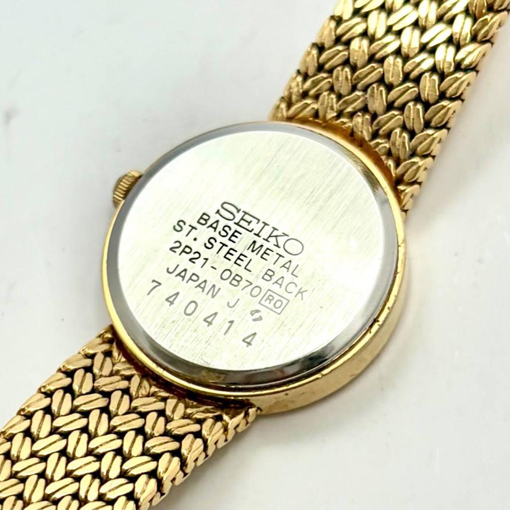 SEIKO 740414 [Excellent Condition/ New Battery] Ladies' Watch, Gold, 2P21-0B70