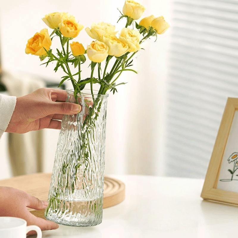 Clear Glass Vase, Ribbed Vase, Fluted Glass Vase, Flower Vase, Modern Vase For Centerpieces, Decorative Vase