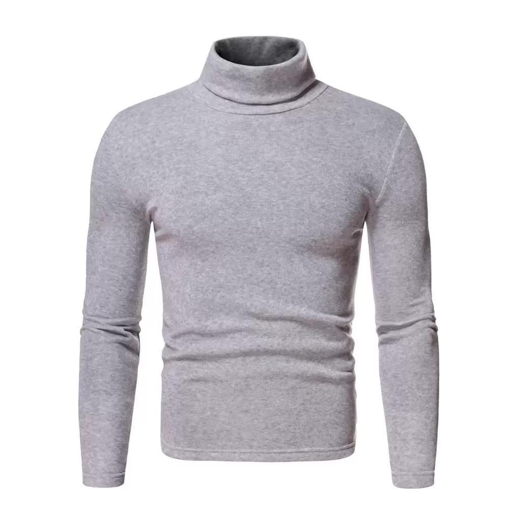 Fashion Men's Casual Slim Fit Basic Turtleneck Knitted Sweater High Collar Pullover Male Double Collar Autumn  Winter Tops