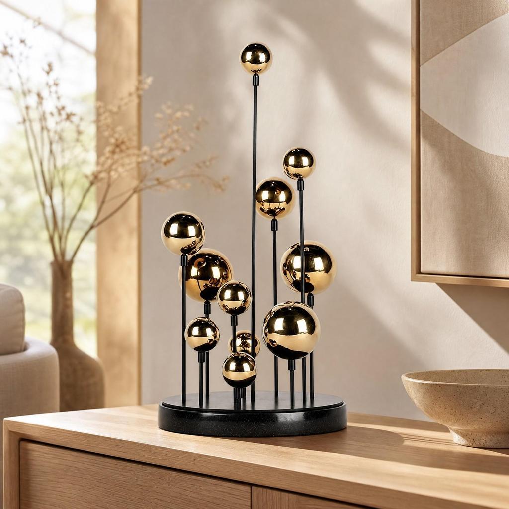 Spherical Ornament Desktop Sculpture Modern BalloonCluster Metal Contemporary Centerpiece