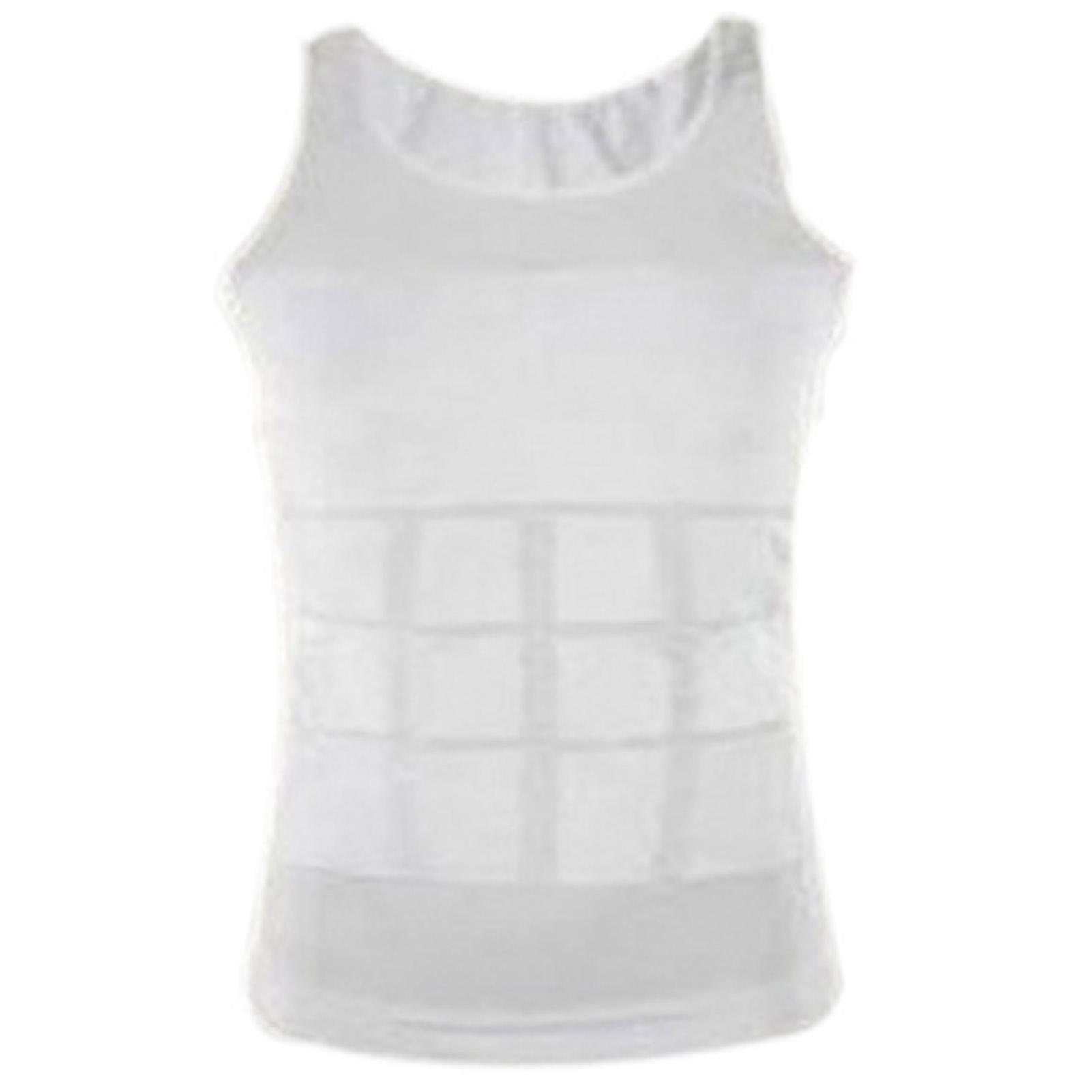 

Мужская компрессионная футболка бесшовная с регулировкой спины, утягивающий жилет для коррекции фигуры, формирующее белье для контроля живота для занятий спортом на открытом воздухе белый