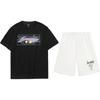 Cartoon Print Fashion Comfortable Versatile Round Neck Pullover Short Sleeve T-Shirt Casual Sports Set Unisex Tops AHSUA23-2+AKST593-7