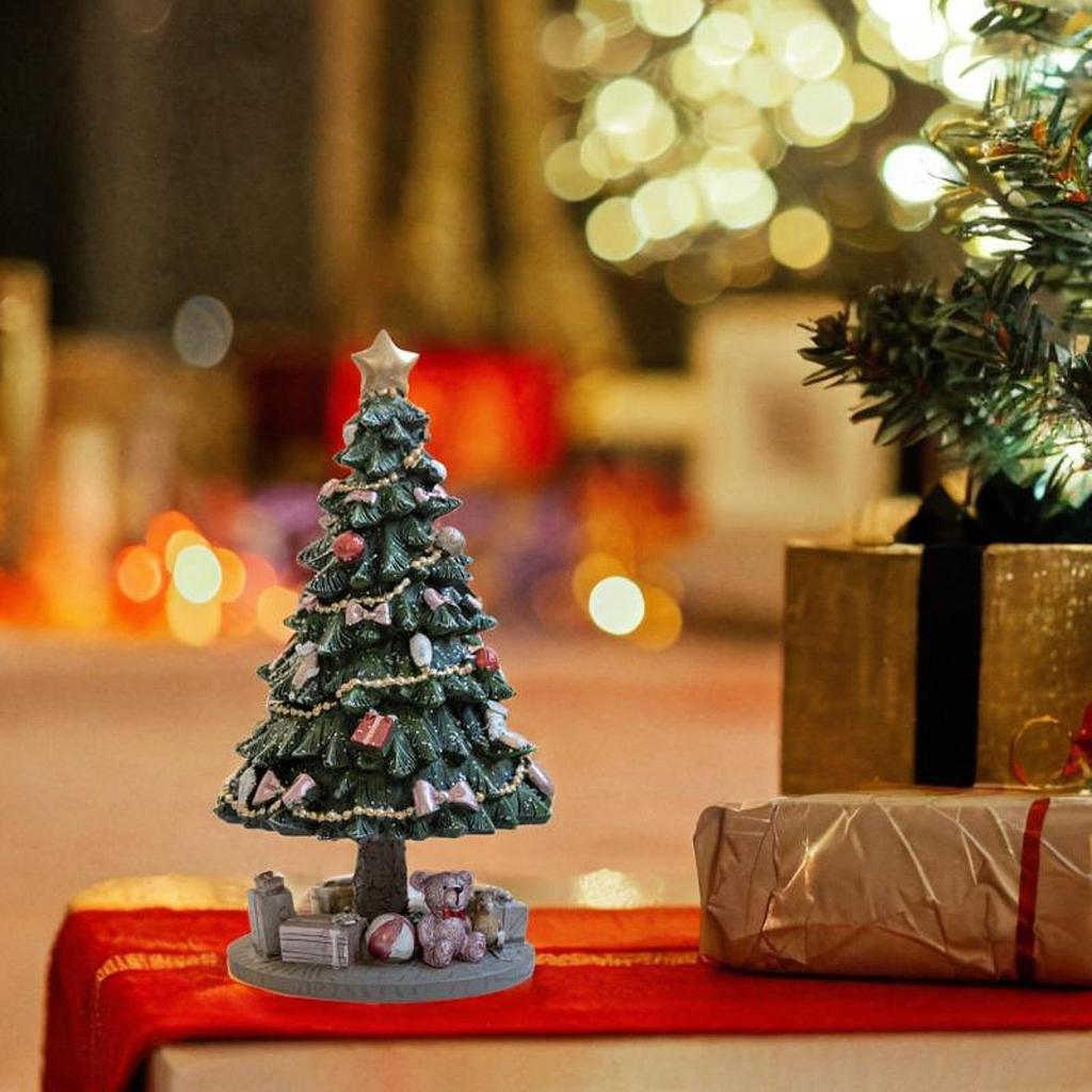Rotating Musical Box Resin Figurine Christmas Decoration Christmas Music Box