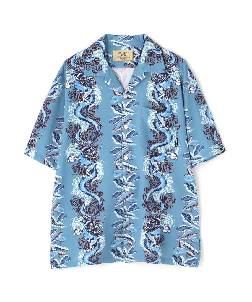 AVIREX Aloha Shirt Dragon Rise Size M Blue (WEB&DEPOT Exclusive) Men's (110cm) 783-5123024
