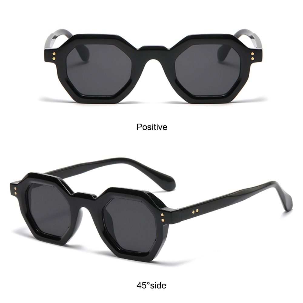 Vintage Polygon Square Women's Sunglasses Small Outdoor Rivets Sun Glasses UV400 Protection Hexagon Shades Outdoor