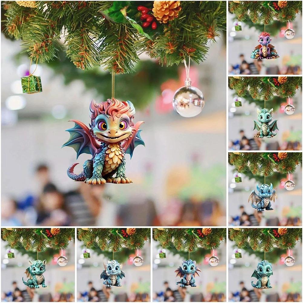 Christmas Dragon Egg Pendants Acrylic Cute Dragon Baby Decor Festival Theme Xmas Tree Car Interior Decorations