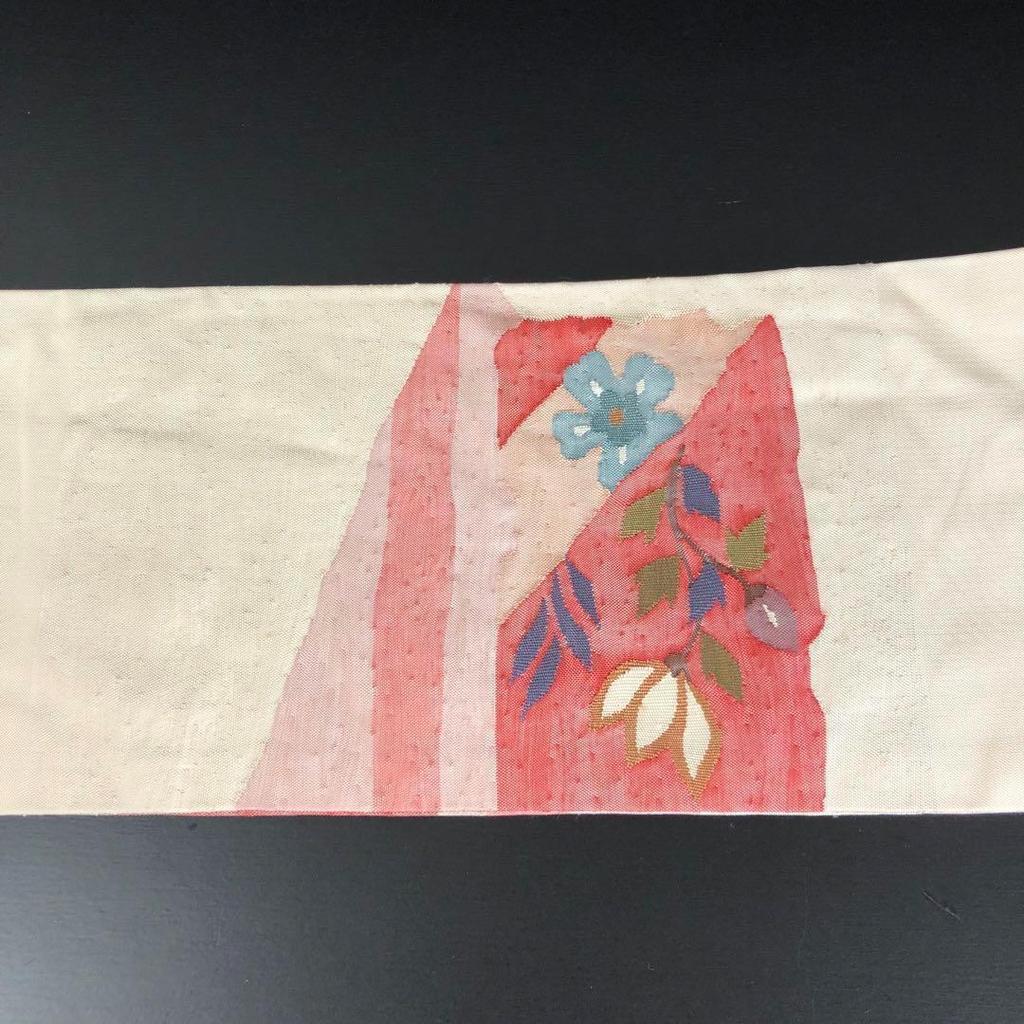 Used SO-549 Nagoya Obi Nagoya Tailored Taiko Pattern Pure Silk Flower Peacock Luxury