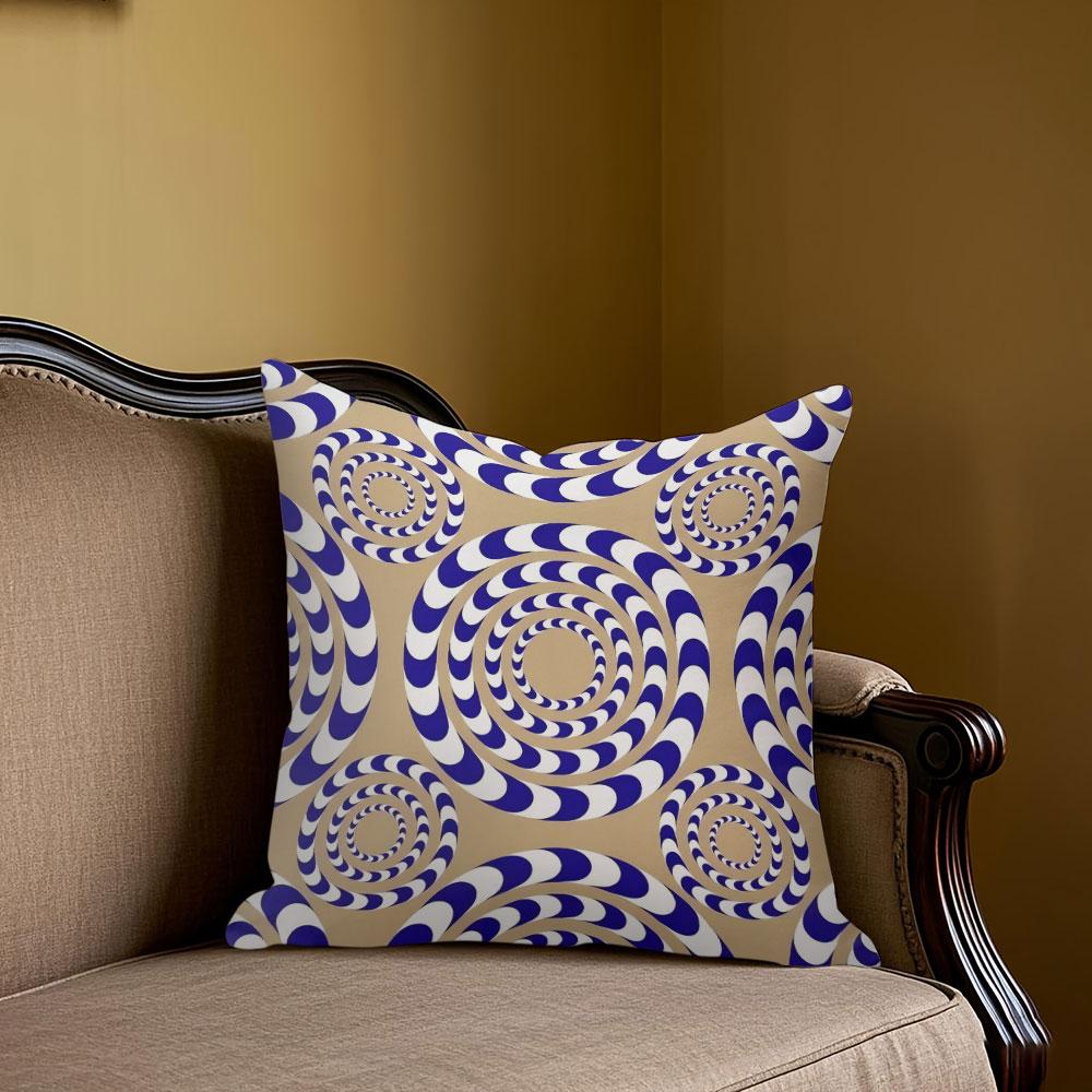 Hypnotic Circle Square Jacquard Pillow Cover for Sofa Office Waist Cushion Cover Home Decorative Pillowcase