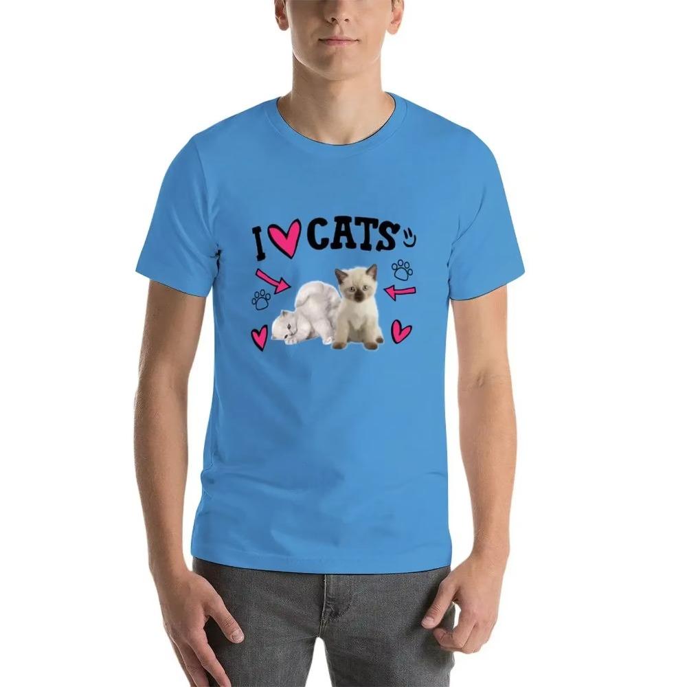 I Love Cats Cute design T-Shirt tops shirts graphic tees big and tall t shirts for men