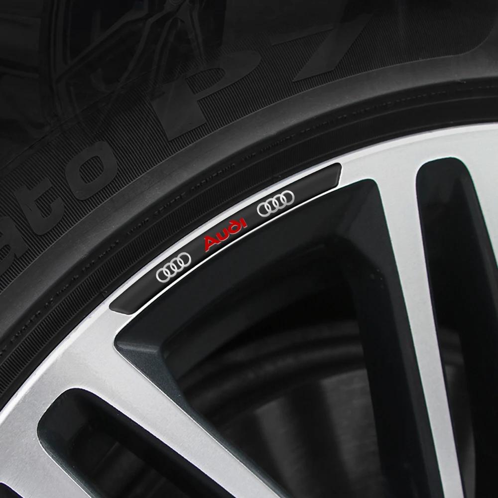 For Audi RS3 4Pcs Aluminum Car Badge Wheel Hub Rims Decor 3D Stickers For Audi A8 A5 A6 C5 C6 C7 A7 A1 A3 A4 B5 B6 B7 B8 B9 D3 Q3 Q5 Q7 TT
