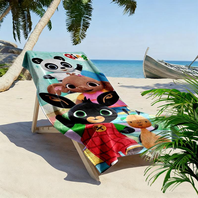 Bing Cartoon Print Beach Towel, Large Soft Quick Dry Towel for Beach Camping Swimming