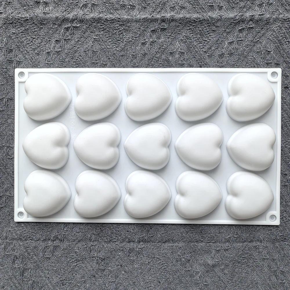 15 Holes Heart Chocolate Silicone Moulds Love Shape Jelly Fondant Making Tool Valentine’s Day Gifts Wedding Scented Candle Decor