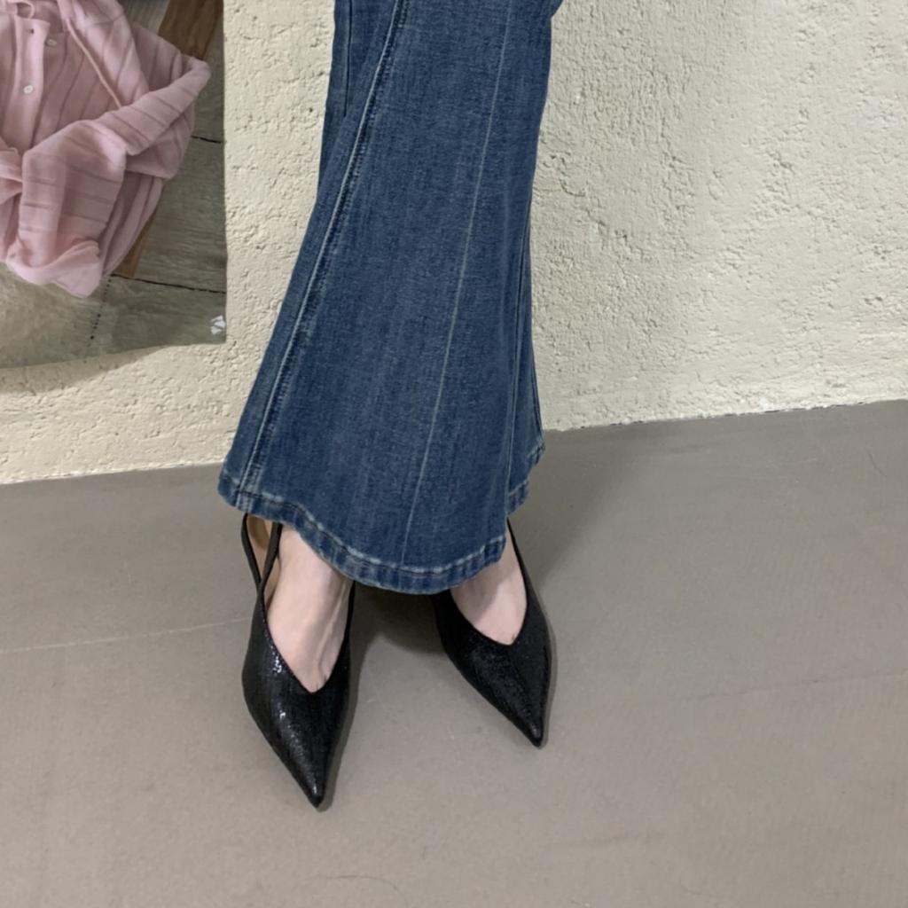 French Fairy Wind Is Not Tired Of Feet, Small Slope Heel Bag Head Sandals, Female Summer After Empty Pointed Muller Shoes