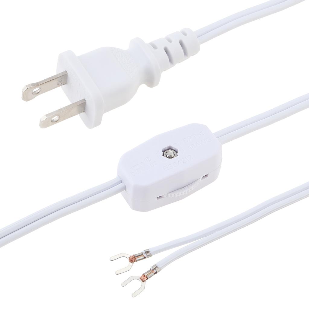 1.8M 6FT 18AWG Lamp Power Cord Replacement E12 Socket Gear Switch Fork Terminal Easy Install