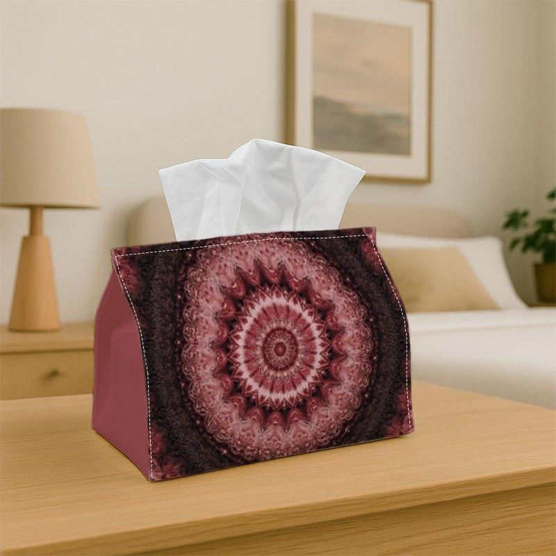 1pc Tissue Box Holder Seamless Pattern with Digital Mandala In Rose Pink - Multifunctional Napkin Dispenser for Home Party Car Decor - Decorative Tiss
