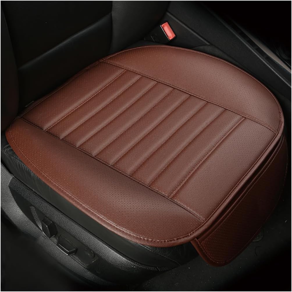 Car Seat Cover for Front Seat, Anti-Slip & Waterproof Leather Auto Front Seat Pad Protector, Durable Driver Bottom Seat Cushion Cover with Storage