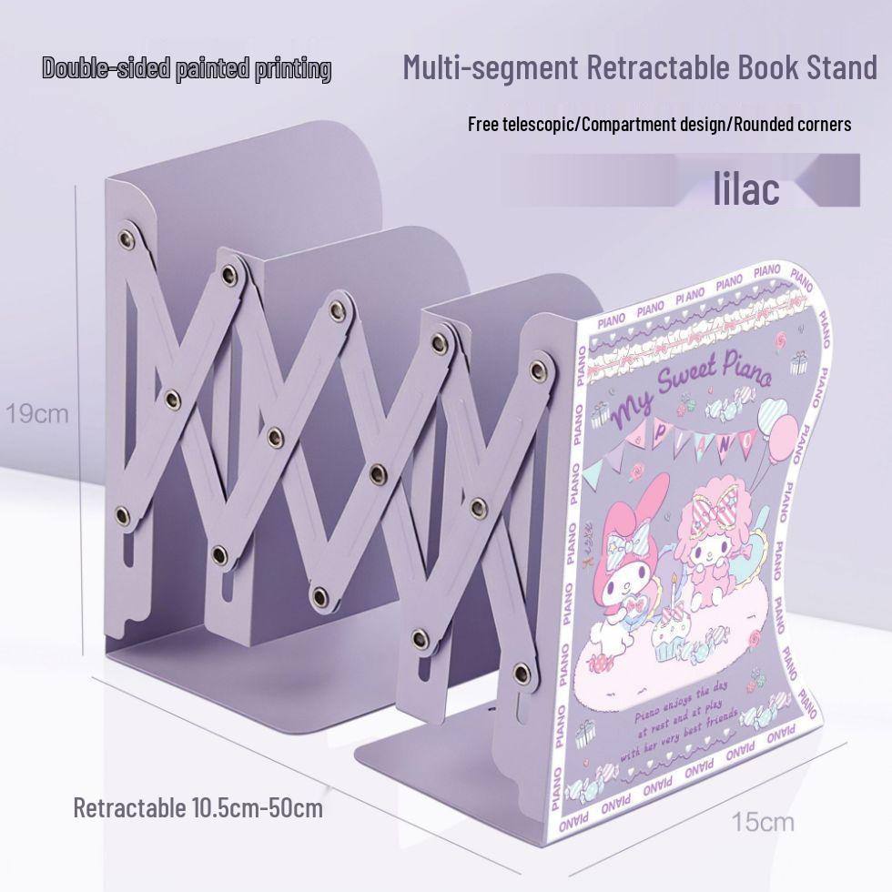 Little Sheep Cartoon Piano Desktop Organizer: Retractable Folding Bookshelf & Thickened Book Clip for Students