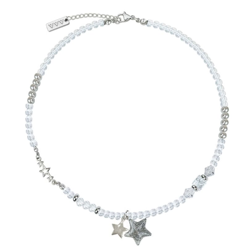 VVV Glitzer Doppelstern Klarperlen Halskette