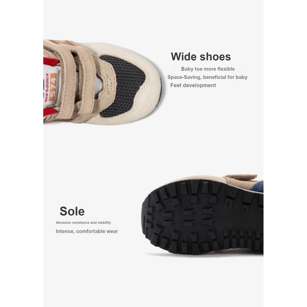 New Balance NB 574 Series Velcro Comfortable Breathable Support Durable Low Top Running Shoes Kids sneaker Brown Blue PV574LC1