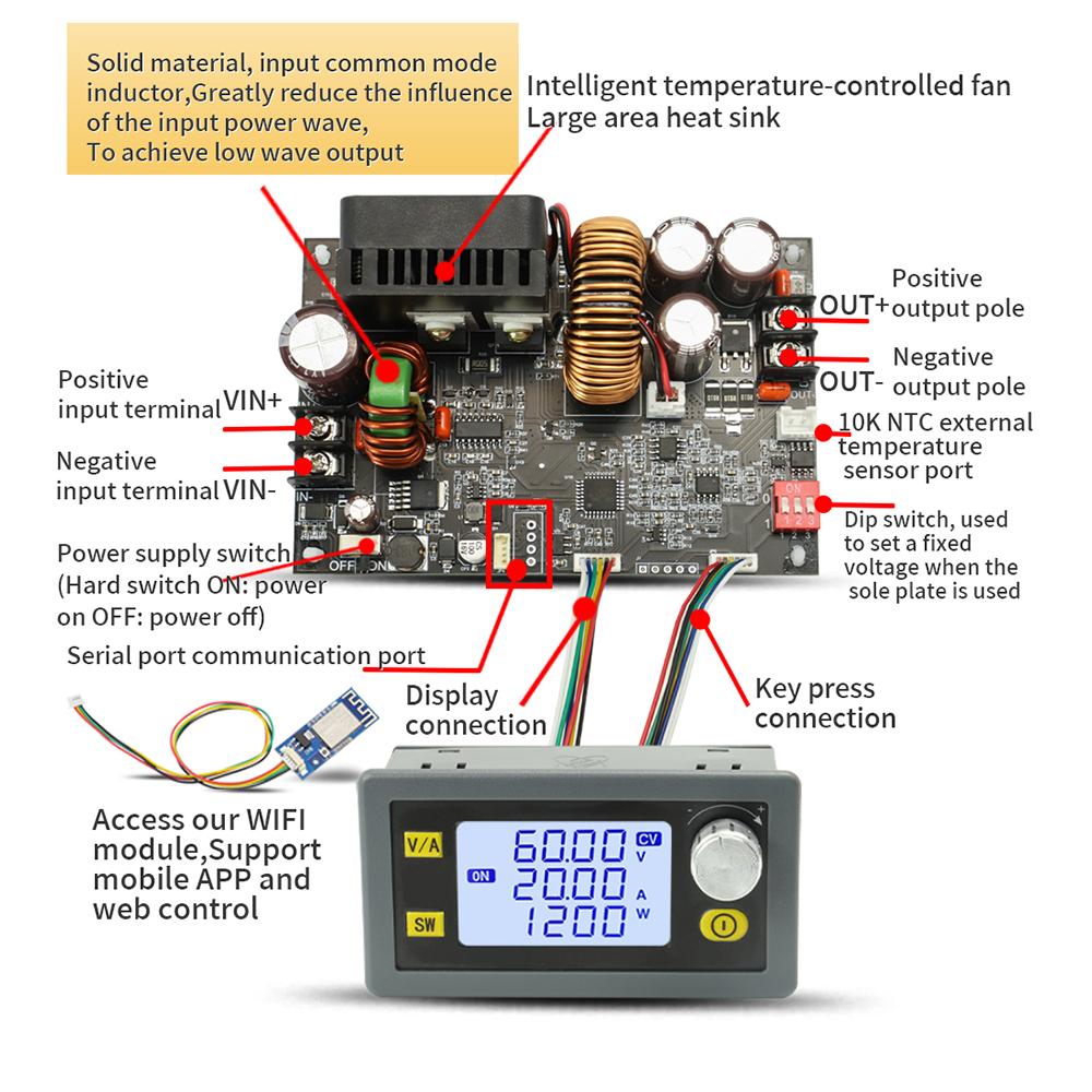 XY6020L Numerical Control DC 6-70V Step Down Stabilized Power Supply Constant Voltage Current Buck Converter Module 20A/1200W