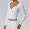Womens Long Sleeve Yoga Top With Built-in Bra Pad Quick Dry Stretchy Athletic Shirt Fitness Running Gym
