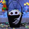 Black Cat Treat Pail Halloween Trick or Bucket for Kids, Pumpkin Face Ghost Bat Candy Snack Basket, Holder with Handle Party Favors Bag