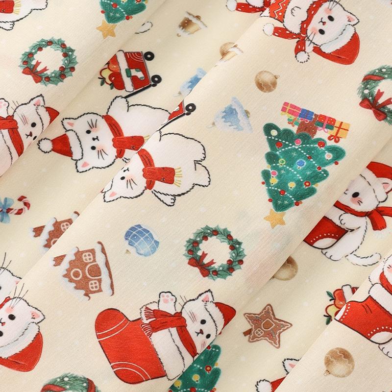 0.5m/1m/5m Cartoon Christmas Snowman Printed Fabric for Sewing Sofa Cover Apron Curtain Tablecloths Christmas Decorative Fabrics