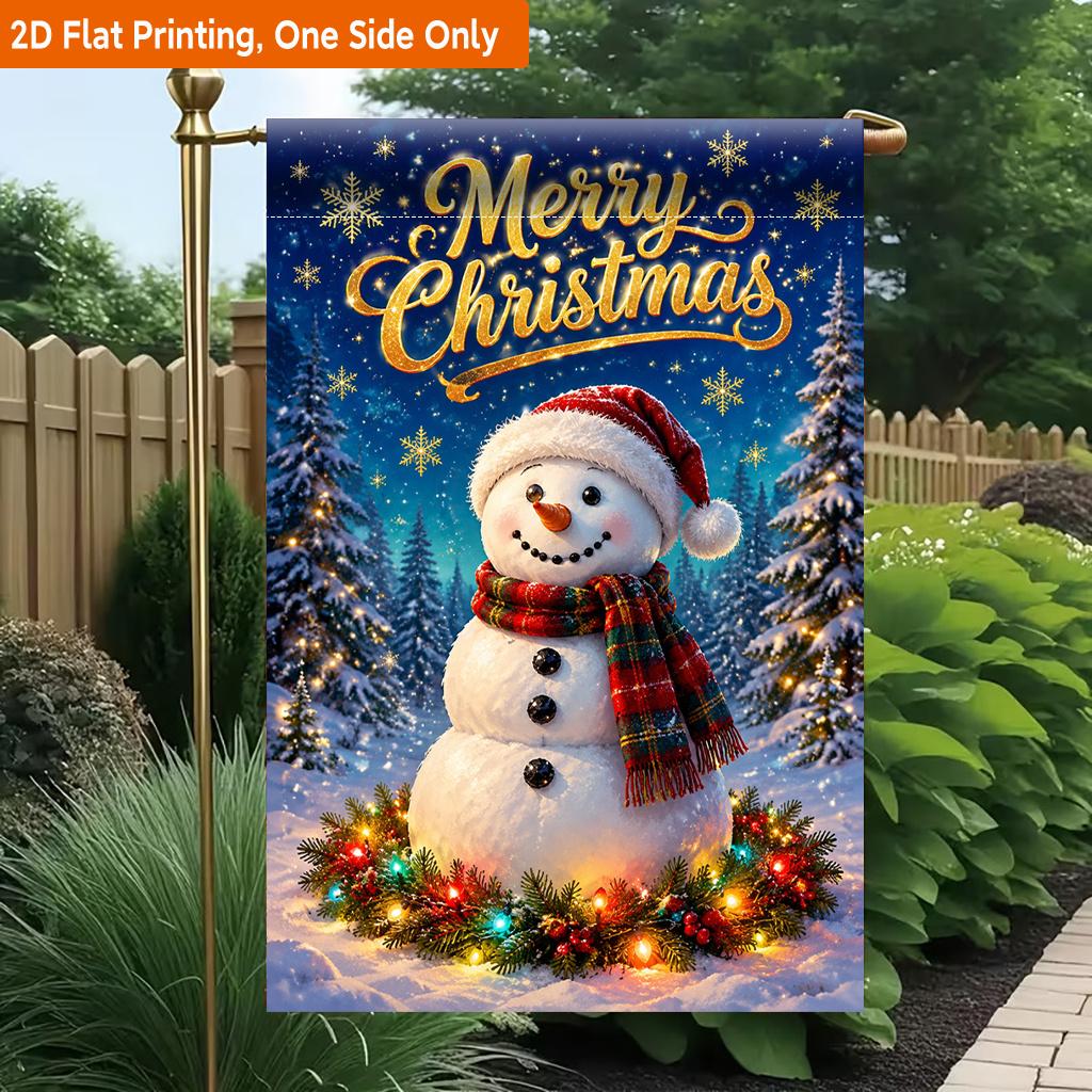 2D Flat - 2D Flat Printing Garden Flag 1pc, Merry Christmas Festive Scene Durable Single-Sided Print Yard Flag, Garden & Home Holiday Decoration, 29.9