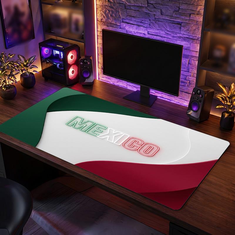 Tappetino per Mouse con Stemma del Calcio Messicano, Tappetino Esteso Antiscivolo in Gomma per Scrivania per Gioco Ufficio Laptop Regalo per Fan