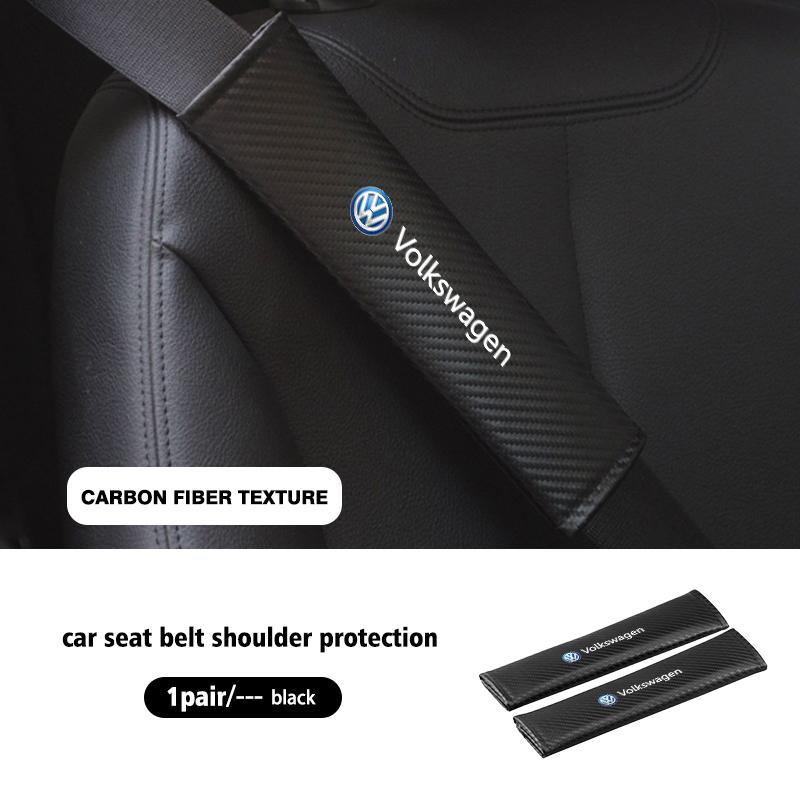 BIG1 For Volkswagen VW 2pcs Car Seat Belt Shoulder Protector Litchi Grain Fatigue Relief Pad Polo Jetta Sagitar Magotan Passat B5 B6