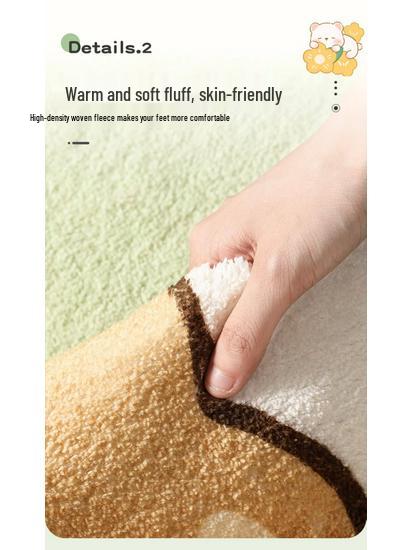 Cute Cartoon Pink Carpet for Girls: Cool-Proof Round Faux Cashmere Bedside Rug.