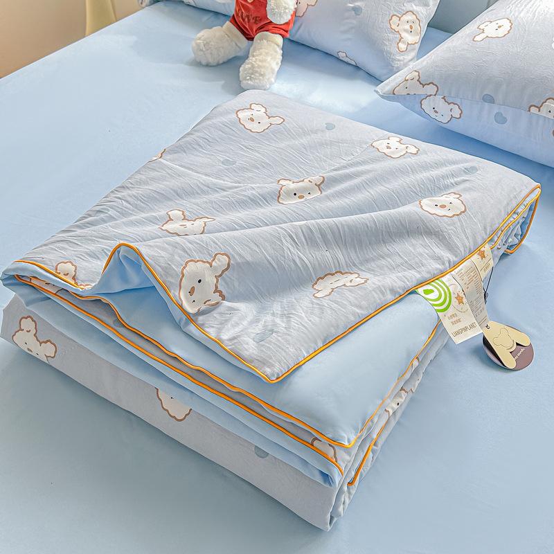 Class A Washed Cotton Soybean Fiber Gauze Quilt - Double Layer Summer Cool, Machine Washable